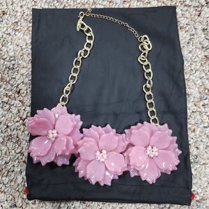 Pink Floral Statement Necklace